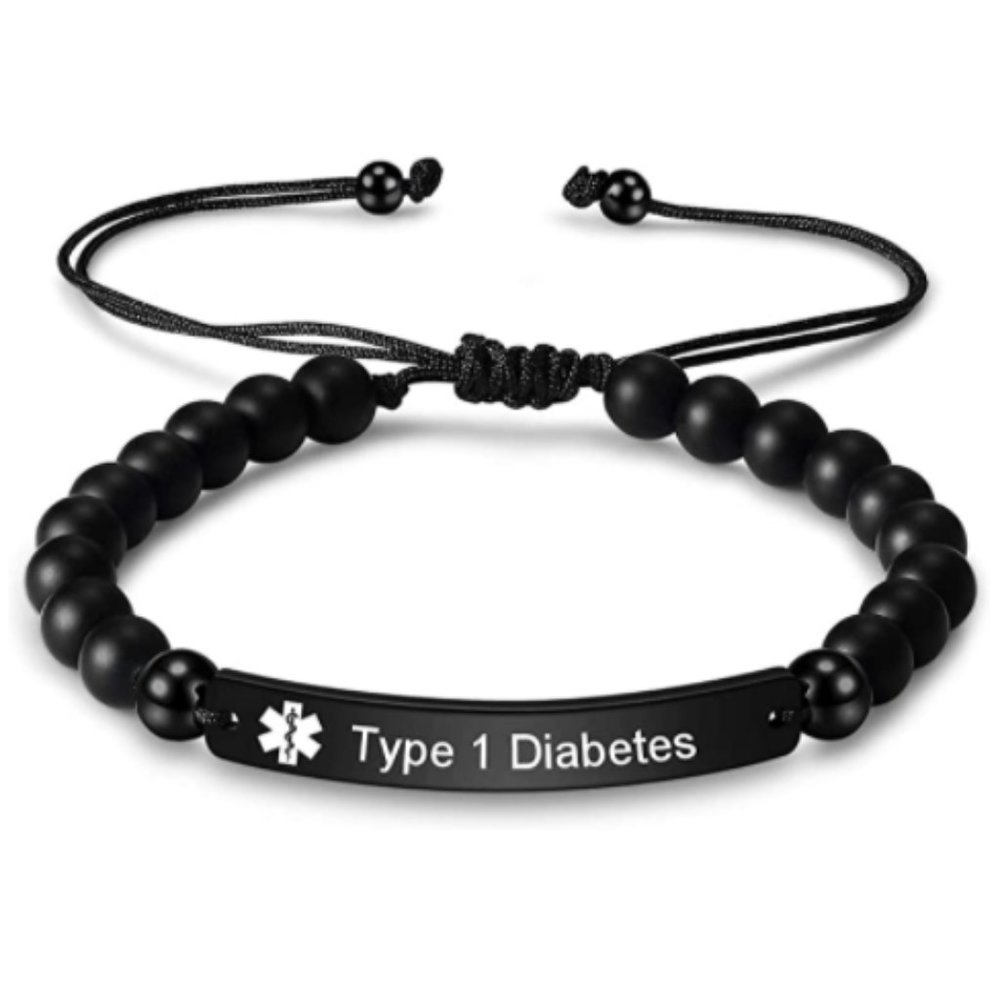 Engraved Bead Type 1 Diabetes Medical Alert ID